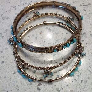 Elegant Gold and Turquoise Bangles